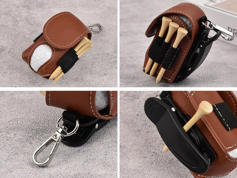 Personalized Golf Ball Bag, Mini Golf Ball Holder, Leather Golf Ball Bag, Stylish Pouch for Golf Balls, Tees Holder, Great Golf Gifts